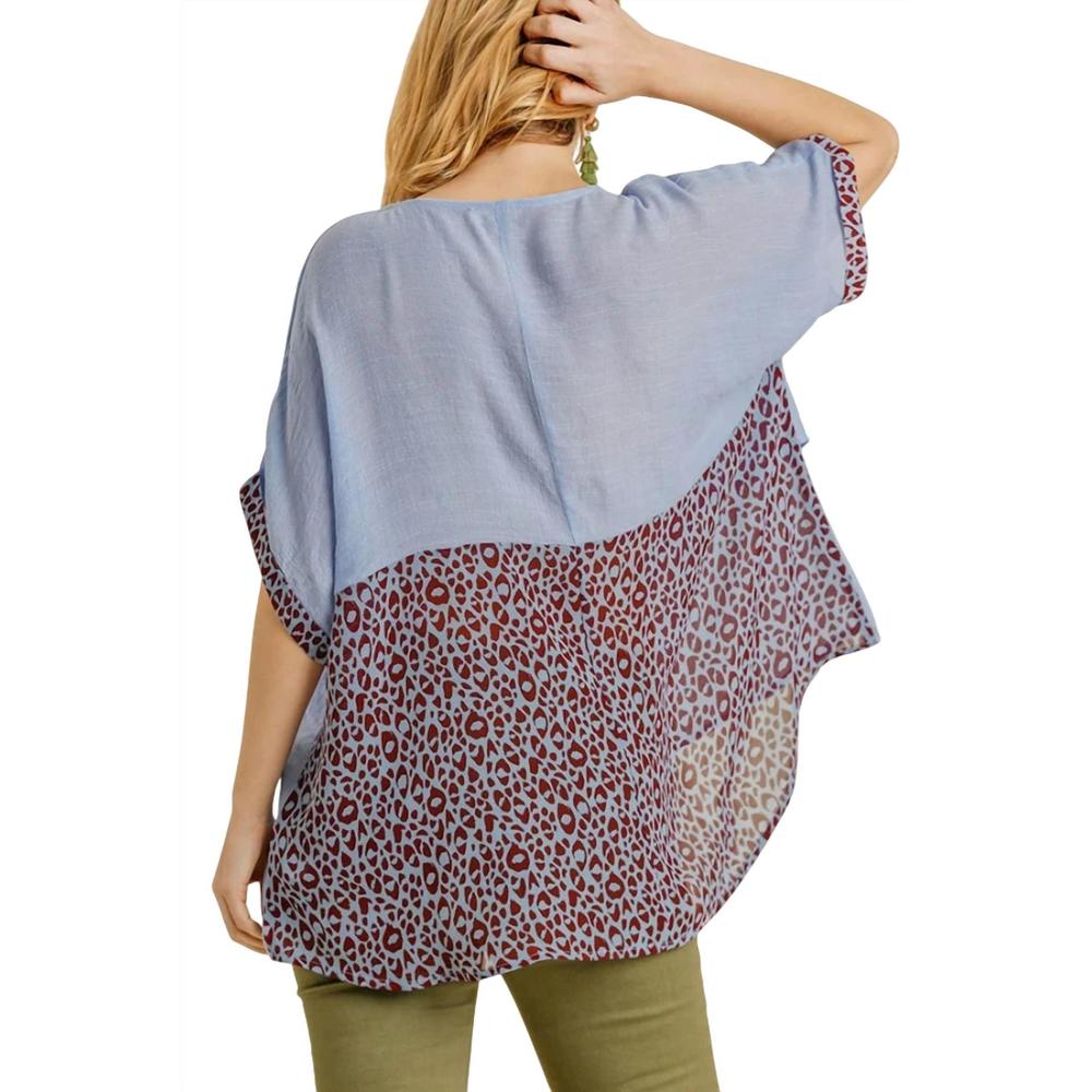 NEW UMGEE animal print layered top in blue - Picture 3 of 4